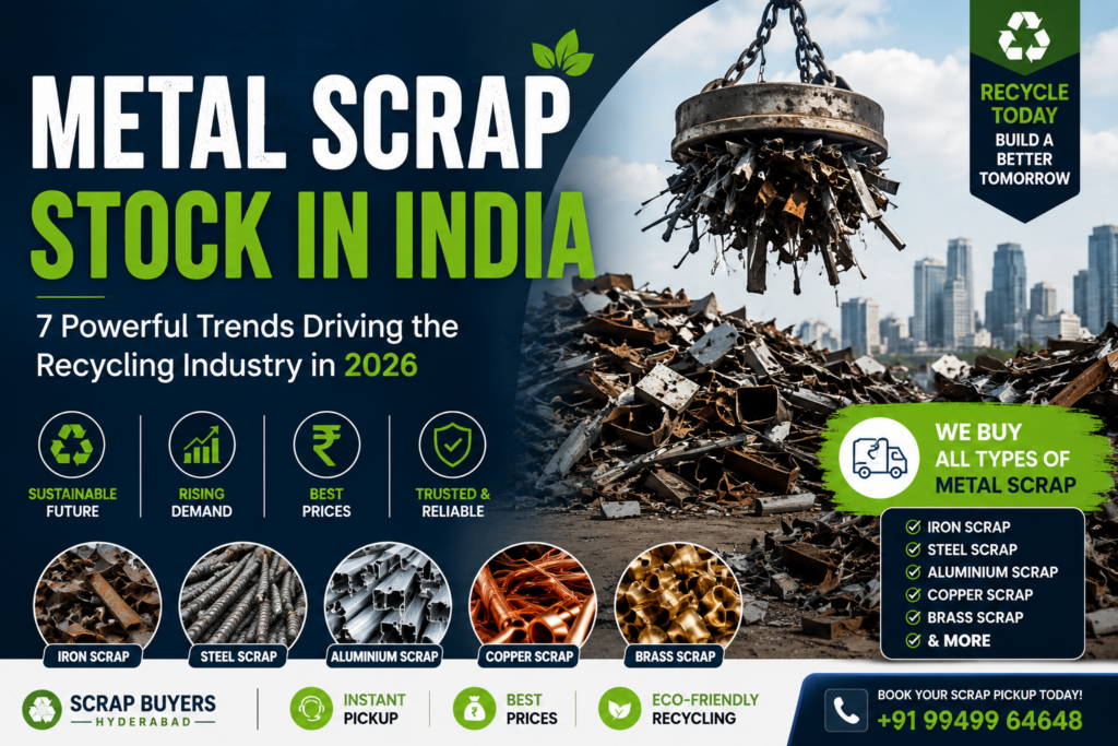 Metal Scrap Stock in India 2026 | Market Trends, Price & Business Opportunities 6 metal scrap stock in india showing iron scrap steel scrap copper scrap and recycling industry growth in 2026