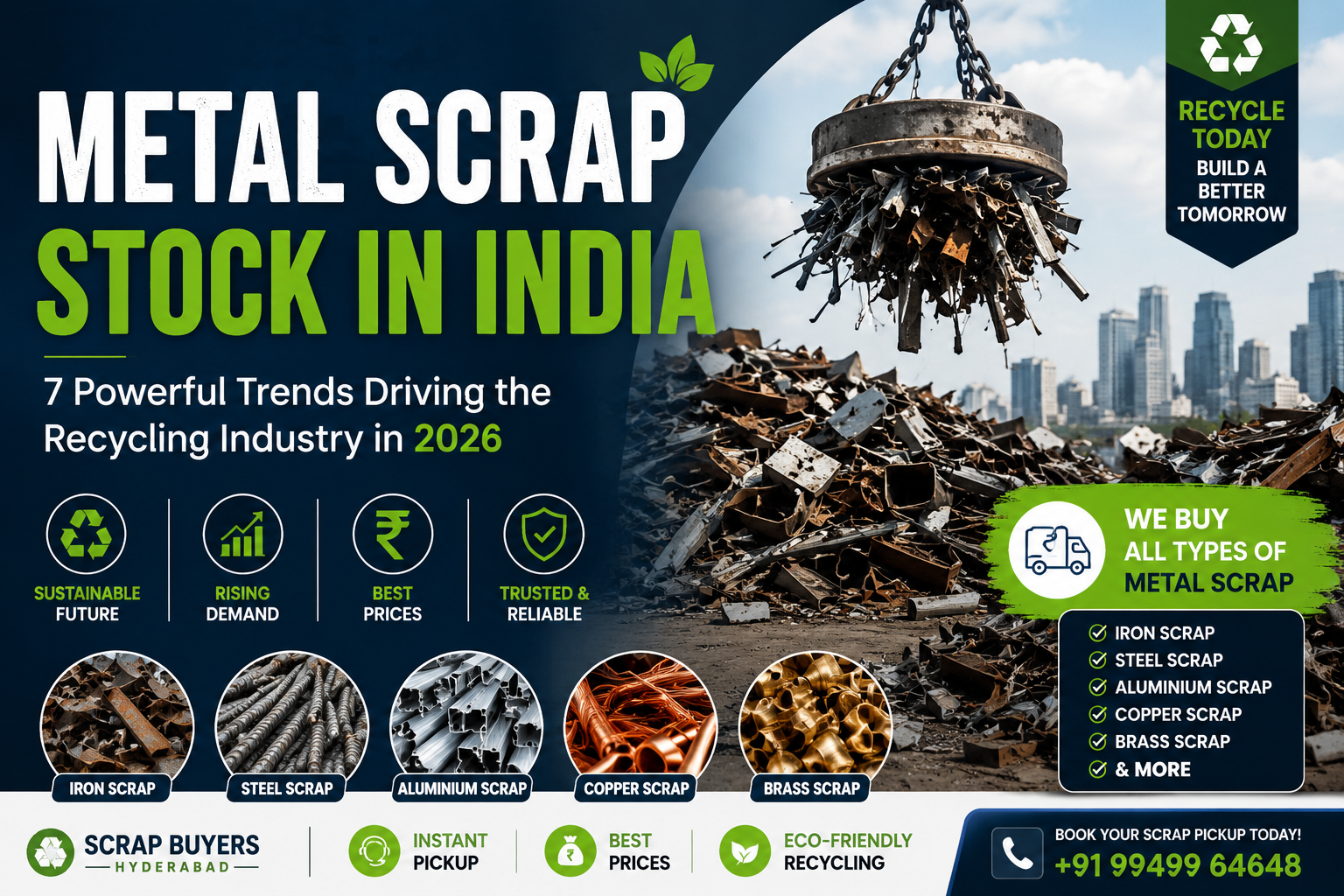 metal scrap stock in india showing iron scrap steel scrap copper scrap and recycling industry growth in 2026